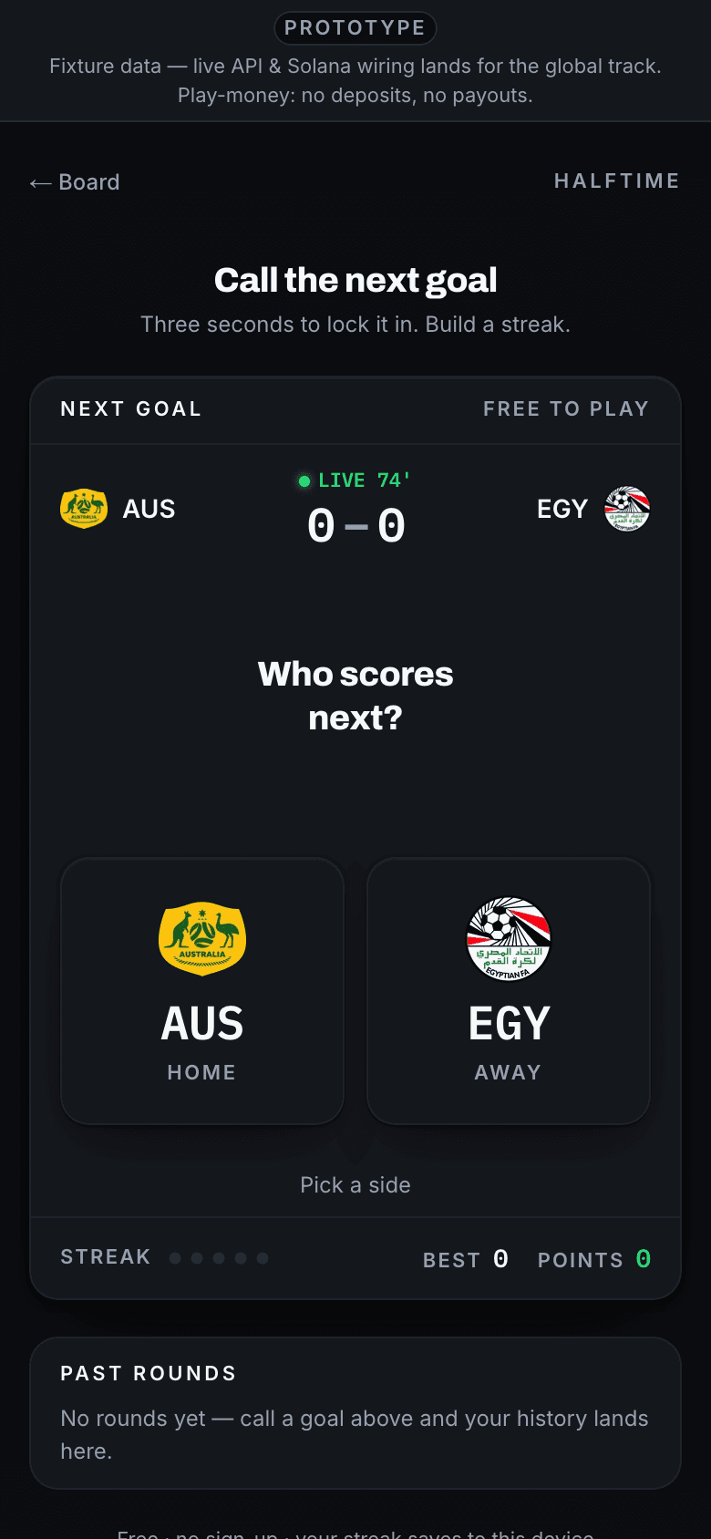 The Next Goal halftime mini-game